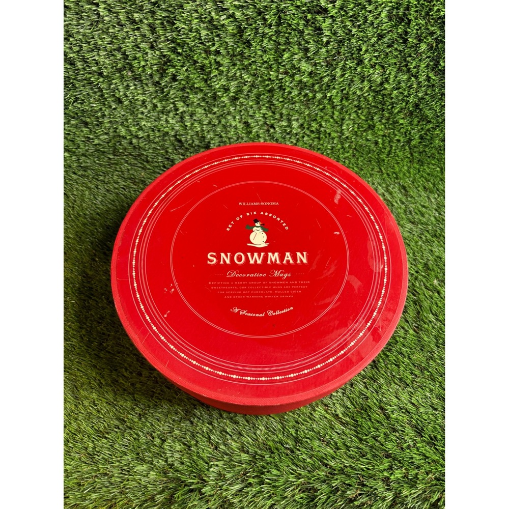 Williams-Sonoma‎ Snowman Mugs Set of 6 White Ceramic Holiday Winter Box